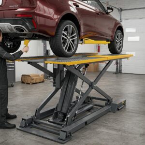 Compact and portable auto lift solution for vehicle maintenance in a smaller garage space