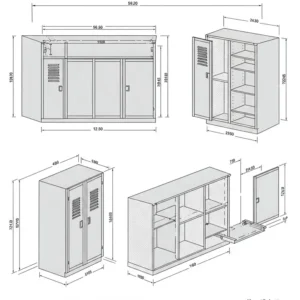 Diagram illustrating the easy assembly process of a storage cabinet.