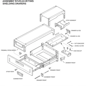 Diagram illustrating the simple assembly process of metal shelving drawers.