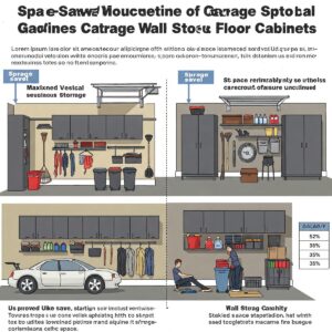 Maximizing garage space with organized tools and equipment in wall storage cabinets.