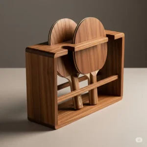 Elegant wooden ping pong racket holder, a stylish storage solution for paddles.