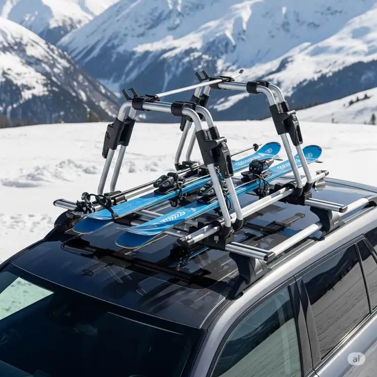 Top-rated best ski racks for car roof mounting, securely carrying skis.