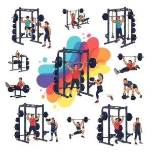 Conceptual illustration representing the numerous benefits and versatility of a half rack for strength training and functional fitness.