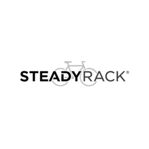 The official Steadyrack logo with a subtle bicycle outline, representing the trusted brand in bike storage solutions.