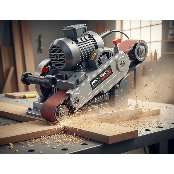 Detailed illustration of a powerful belt sander machine, ideal for rapid material removal in woodworking projects.
