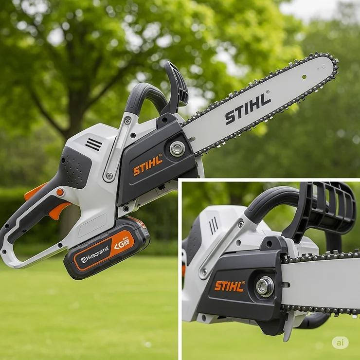 Ergonomic battery-powered chainsaw from a leading brand, perfect for portability and quick outdoor cutting tasks.