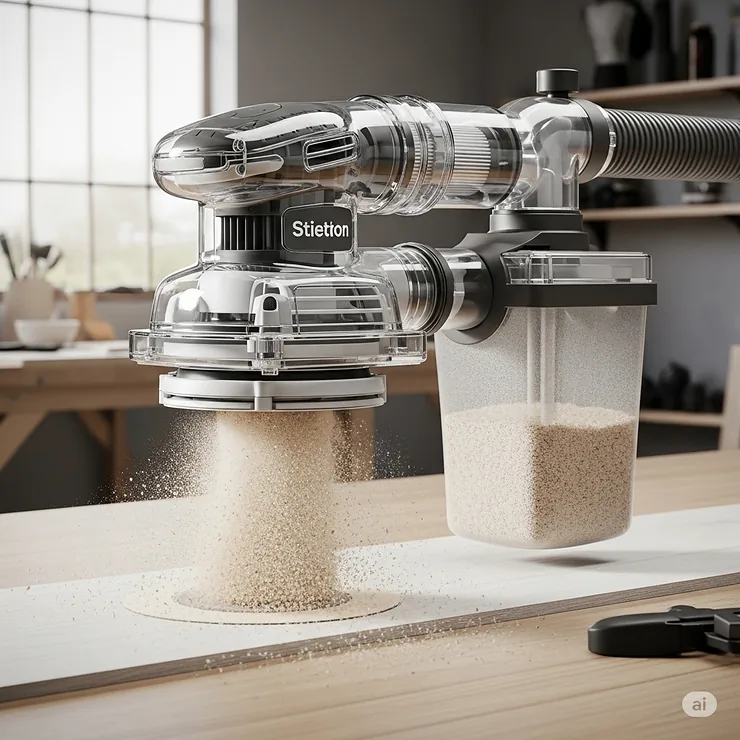 Visual representation of an effective dust collection system on the best orbital sander, showing how it minimizes airborne particles for a cleaner workspace.