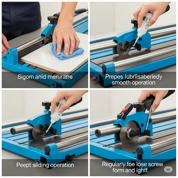 Proper cleaning and maintenance of a Sigma ceramic tile cutter, extending its lifespan and ensuring consistent performance.
