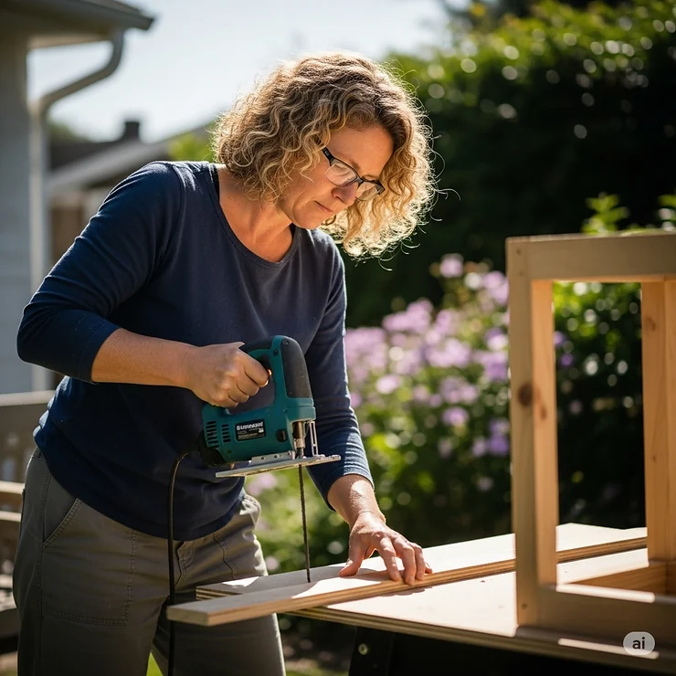 DIY enthusiast confidently holding a recommended jigsaw, ready for their next home improvement project.