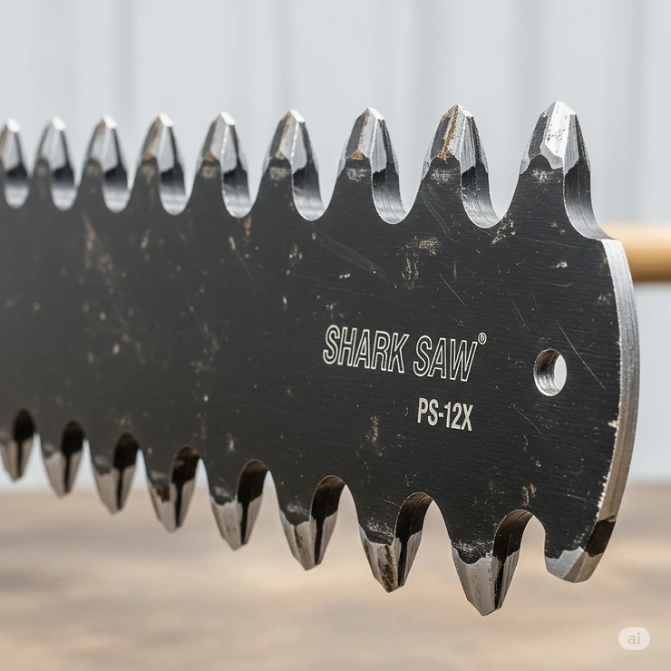 An image of a robust, heavy-duty pole saw blade with a thicker profile and larger teeth for demanding cutting tasks.