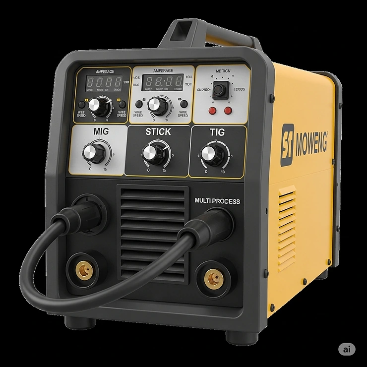 An image of a multi-process welder capable of MIG, Stick, and TIG welding. This showcases a versatile machine that is considered one of the best choices for hobbyists and professionals alike.