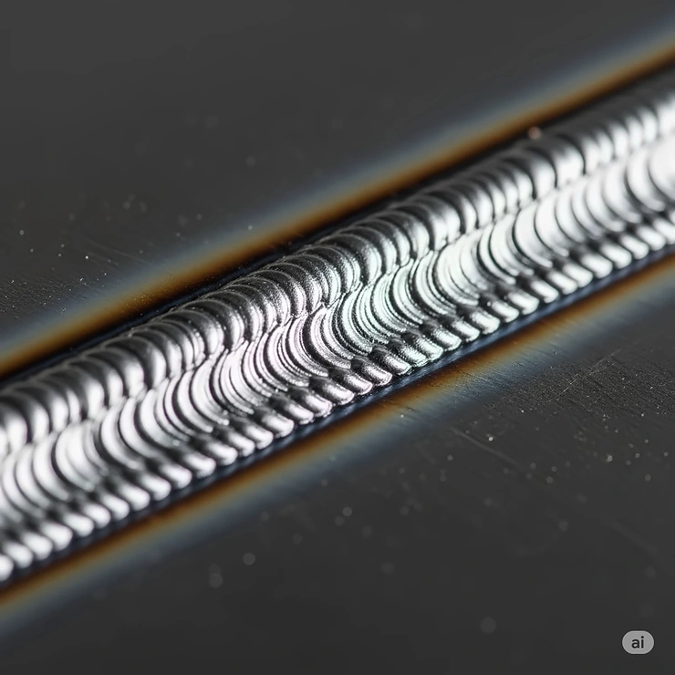 A close-up photograph of a clean, consistent, and strong weld bead on a metal plate, demonstrating the professional results that can be achieved with a good MIG welder.