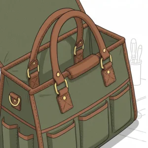 Sturdy, reinforced handles on a heavy-duty canvas tool bag, designed for comfortable and easy transport.