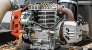 A detailed image of a durable, high-performance engine, which is an essential feature of the best commercial leaf vacuums.