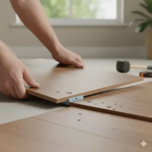 Easy DIY installation of waterproof engineered hardwood using a secure click-lock tongue and groove system.