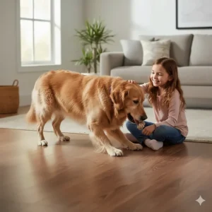 Waterproof engineered hardwood is an ideal, durable, and scratch-resistant flooring choice for homes with pets.