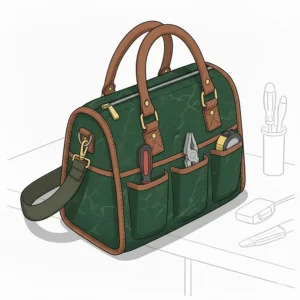 A compact and portable canvas tool bag, ideal for carrying essential tools for small projects.