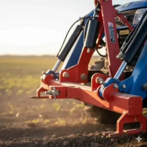 Diagram illustrating the secure 3-point hitch connection setup for a rear-mounted earth auger.