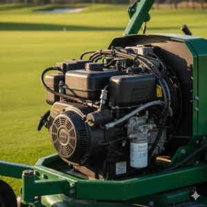 Detailing the powerful yet efficient engine used to drive the cylinders of this specific riding reel mower.