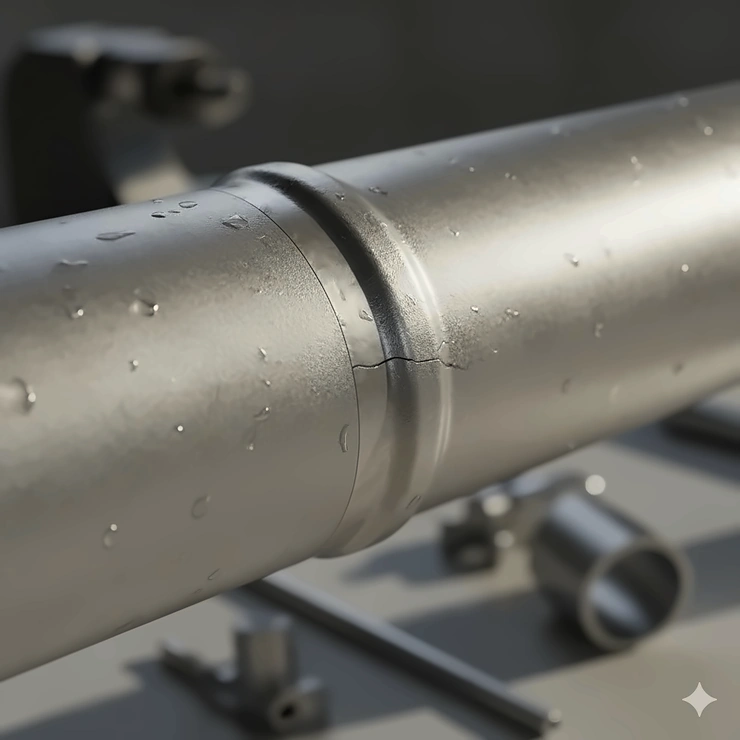 Close-up of a strong, durable aluminum epoxy bond on a metal surface, showing a finished, high-strength repair.