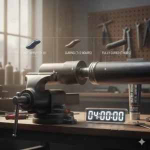 Diagram illustrating the complete curing time required for a durable strongest metal to metal glue bond.