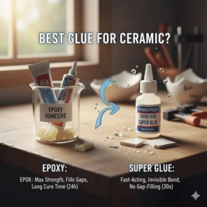 Comparing epoxy and super glue to determine the best glue for ceramic projects, focusing on strength and drying time.