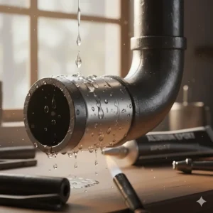 The completed application of aluminum epoxy creating a durable, waterproof, and heat-resistant seal on a metal container.