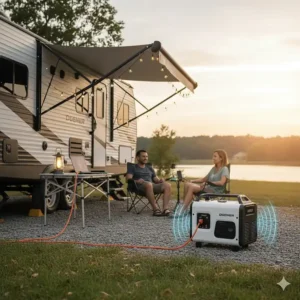Using a compact 3500W generator to power essential devices and comforts while camping or tailgating with an RV.