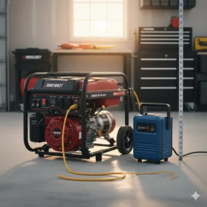 A visual size comparison of the 3600W generator next to a smaller model to help buyers assess portability.