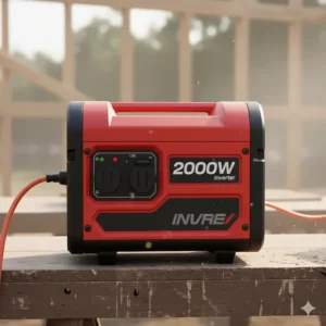 Close-up front view of the best 2000W inverter generator showing the control panel, power outlets, and eco-throttle switch.