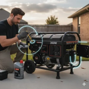 Performing routine maintenance, such as checking the oil level on a 3500W portable generator, for long-term reliability.
