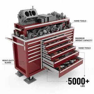 Illustration highlighting the heavy-duty drawer slides and total weight capacity of the 72 inch combo.