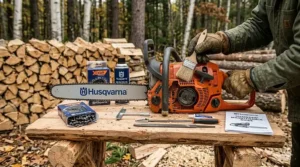 Routine maintenance steps for a reliable chainsaw for cutting firewood.