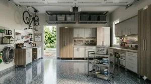 Durable epoxy garage flooring that improves home value and curb appeal.