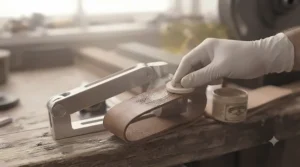 A professional diamond dresser tool used to flatten and clean a wheel on a bench grinder for knife sharpening.