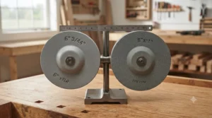 Diagram comparing the physical diameter of a 6-inch vs 8-inch bench grinder grinding wheel.