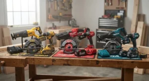 High-performance heavy-duty battery platforms featuring DeWalt FlexVolt, Milwaukee M18 Fuel, and Makita XGT tools.