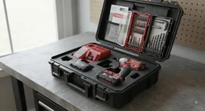 The best impact driver securely stored inside a durable hardshell carrying case with bits and accessories.