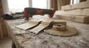 Durable titanium-coated oscillating tool blades designed for extended lifespan during heavy-duty demolition.
