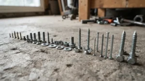 Offset clipped head and full round head nails displayed for a 21 vs 30 degree framing nailer comparison.