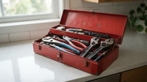 Preparing a basic tool set for new homeowners before addressing minor home warranty repairs.