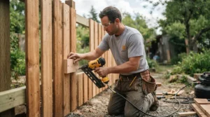 Achieving even spacing and fast installation with the best coil nailer for fencing on a decorative boundary.