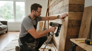Fastening horizontal shiplap boards with the best cordless finish nailer for trim