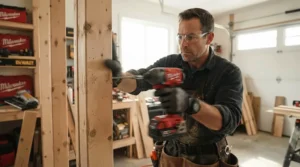 Demonstrating the rapid cycle speed of the best framing nailer during rapid nailing.