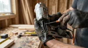 Troubleshooting a jam during a coil framing nailer vs stick performance test