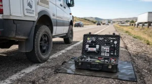 An essential tool set for RV and camping ready for roadside emergencies during cross-country travels.
