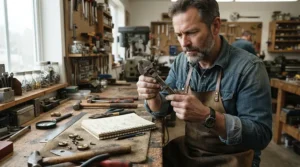 Professional mechanic inspecting a craftsman vs husky wrench set during a detailed product review.